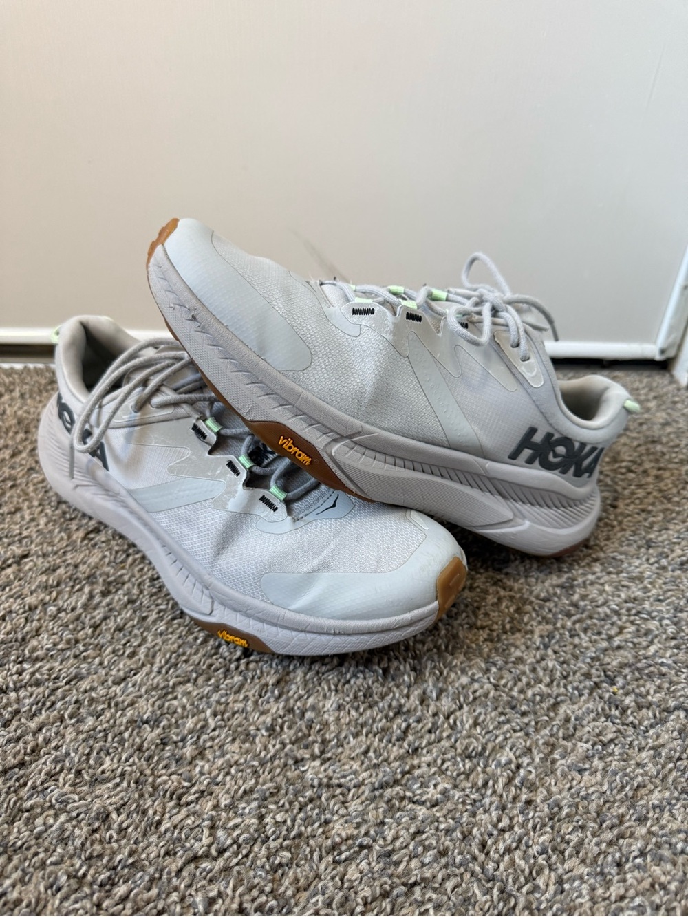 Hoka transport size 9D Light Gray and Gum Trail Running Shoes